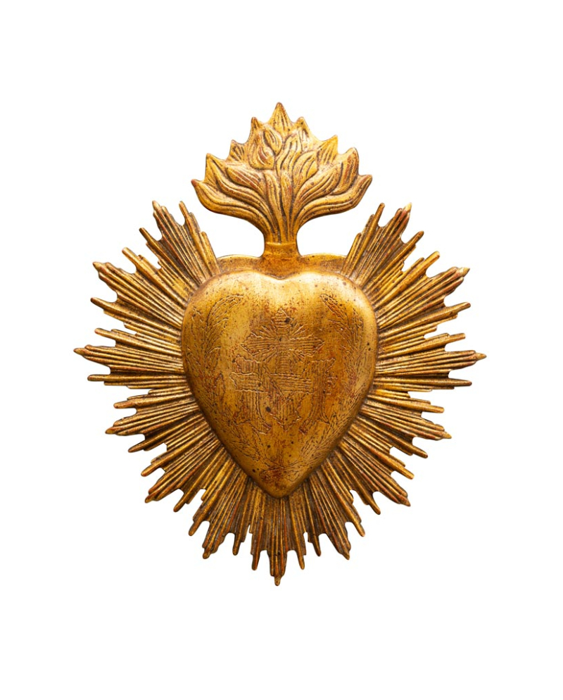 Déco Murale Ex-voto Coeur et Flamme en résine - Or Déco Murale Ex-voto Coeur et Flamme en résine - Or