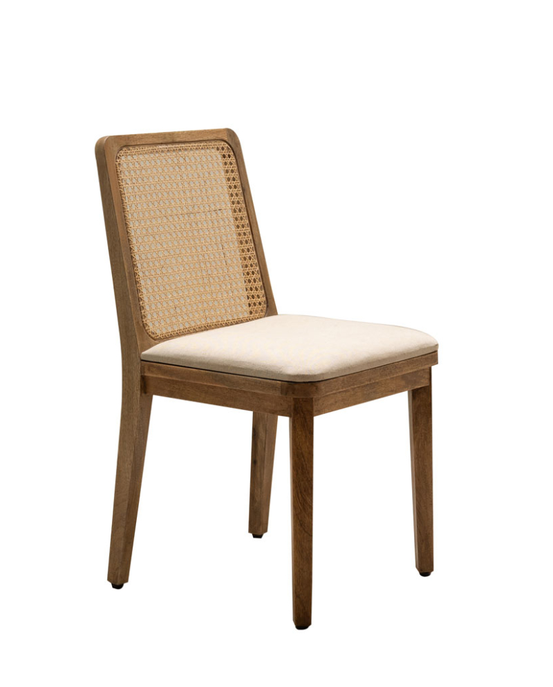 Chaise Dos cannage Pablo en Bois de Manguier - Naturel Chaise Dos cannage Pablo en Bois de Manguier - Naturel