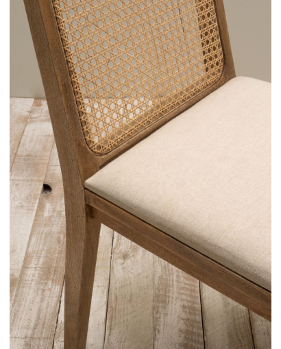 Chaise Dos cannage Pablo en Bois de Manguier - Naturel