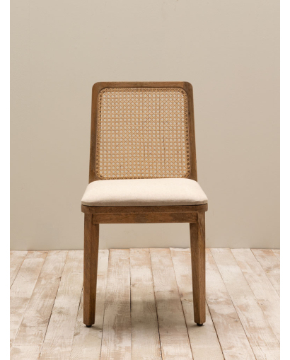 Chaise Dos cannage Pablo en Bois de Manguier - Naturel