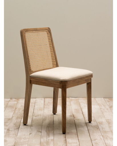 Chaise Dos cannage Pablo en Bois de Manguier - Naturel