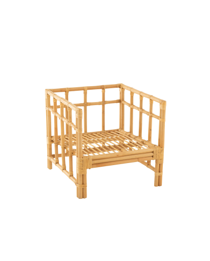 Fauteuil Elise en Rotin avec Coussin - Naturel et Blanc