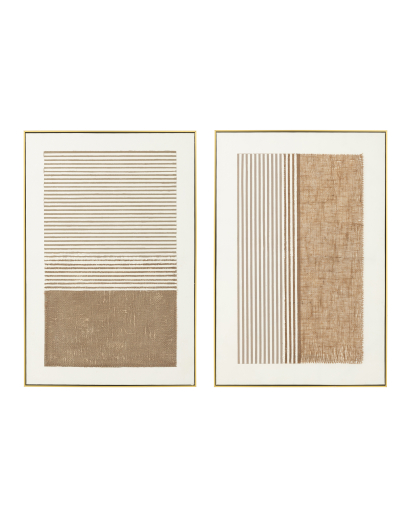 Assortiment de 2 Tableaux Lame - Écru et Taupe