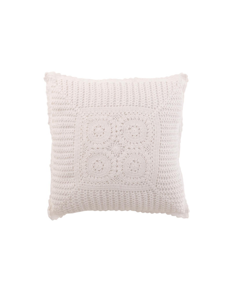 Coussin Carre Dentelles Coton - Blanc