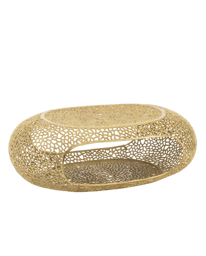Table Basse Ovale en Aluminium - Or - Taille L