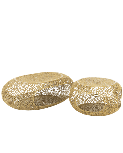 Table Basse Ovale en Aluminium - Or - Taille L