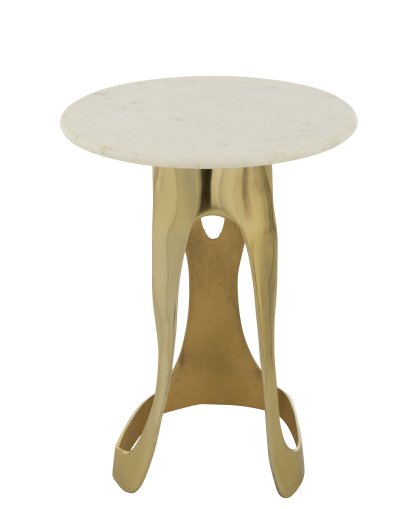 Table D'appoint en Aluminium et Pierre - Or et Blanc - Taille L