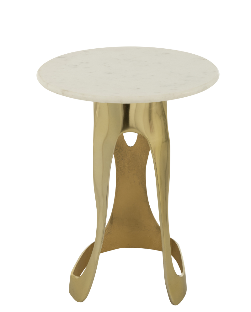 Table D'appoint en Aluminium et Pierre - Or et Blanc - Taille L Table D'appoint en Aluminium et Pierre - Or et Blanc - Taille L