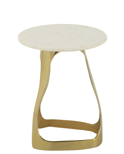 Table D'appoint en Aluminium et Pierre - Or et Blanc - Taille L