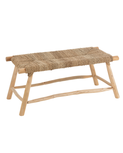Banc Timo en bois de teck et herbes séchées – Naturel