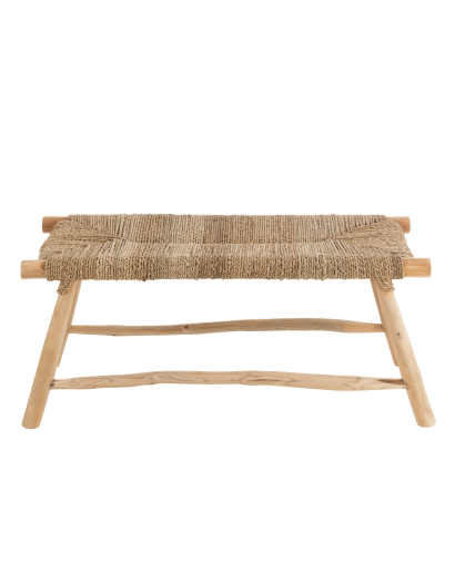 Banc Timo en bois de teck et herbes séchées – Naturel