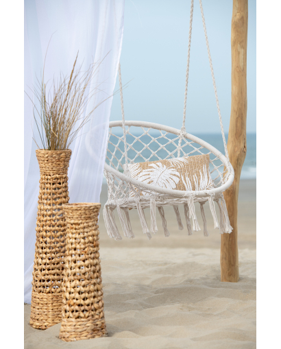 Balancelle en Macramé et Floches Polyester - Beige