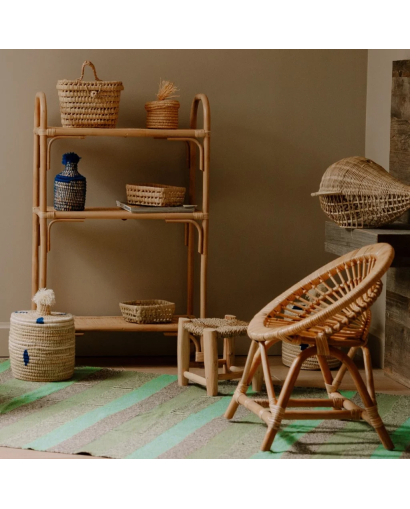Fauteuil rond cosy pour enfant en rotin - Naturel