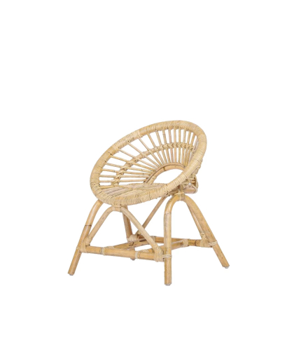Fauteuil rond cosy pour enfant en rotin - Naturel