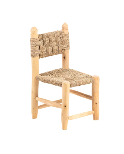 Chaise enfant Marina en doum et bois d'eucalyptus - Naturel