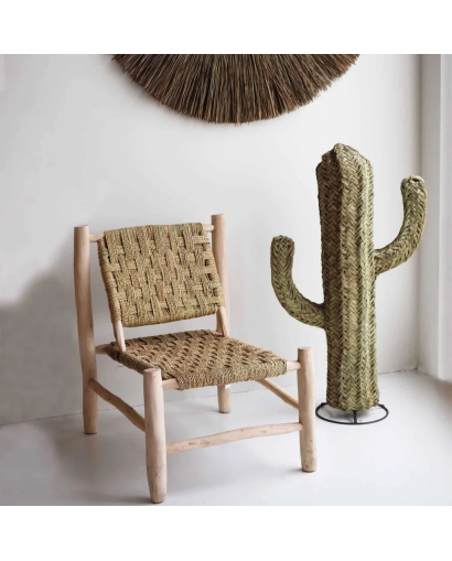 Cactus en jonc décoratif à poser - Naturel - Taille L