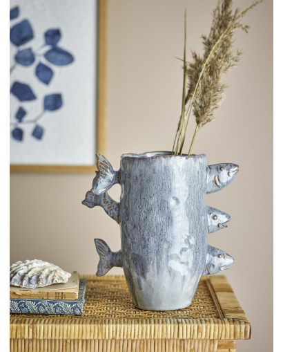 Vase Bloomingville Tace en Grès - Bleu