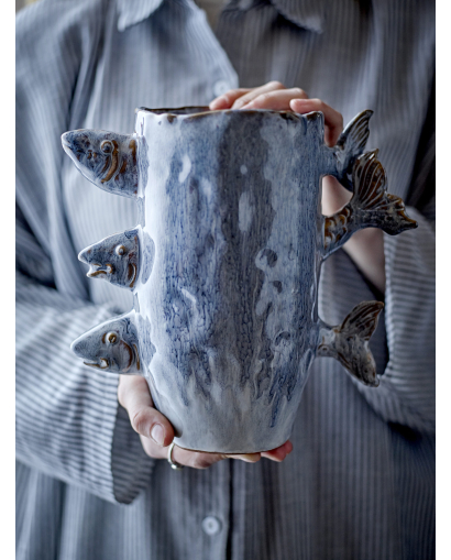 Vase Bloomingville Tace en Grès - Bleu