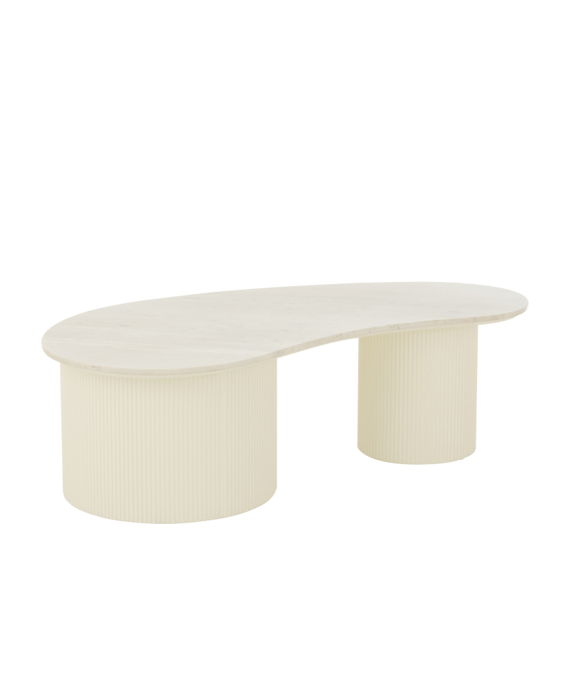Table Basse en Marbre et Mdf - Blanc