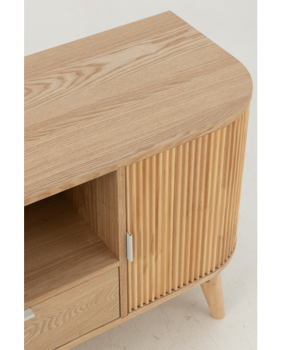 Meuble Rond en Mdf et Bois De Pin - Naturel - Taille S