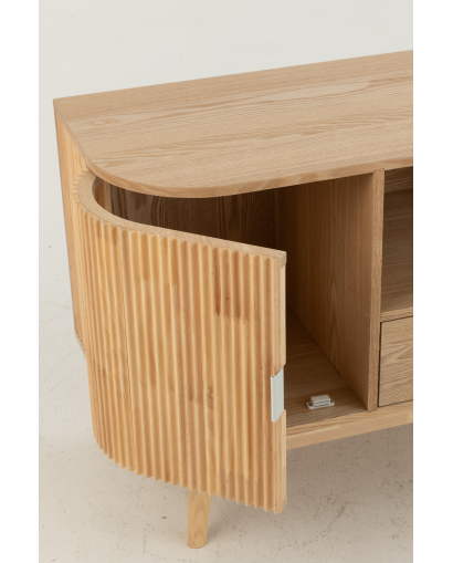 Meuble Rond en Mdf et Bois De Pin - Naturel - Taille S