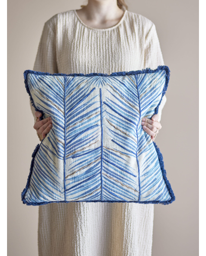 Coussin Bloomingville Laval en Coton - Bleu