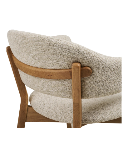 Chaise de Salle à Manger avec accoudoir Dunkirk en bois de chêne - Naturel et Beige