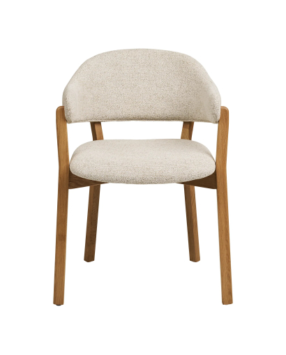 Chaise de Salle à Manger avec accoudoir Dunkirk en bois de chêne - Naturel et Beige