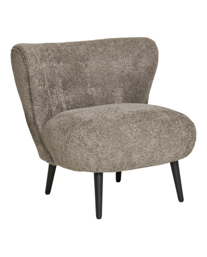 Fauteuil Lounge Bouclé Covelo - Marron et Noir