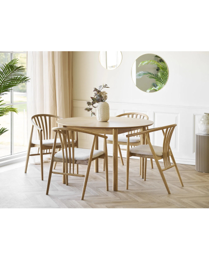 Table à manger Bundaberg en placage de chêne - Naturel
