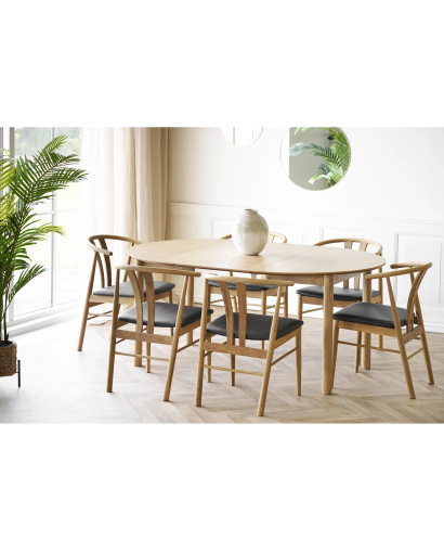 Table à manger Bundaberg en placage de chêne - Naturel