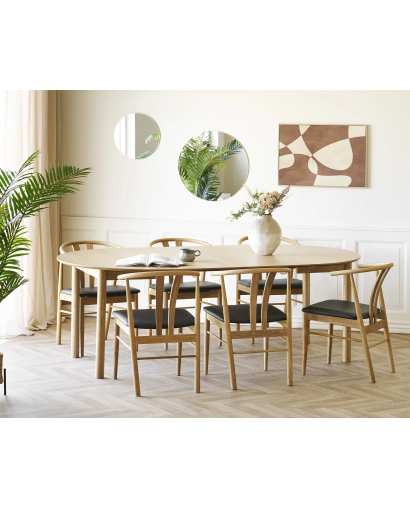 Table à manger Bundaberg en placage de chêne - Naturel