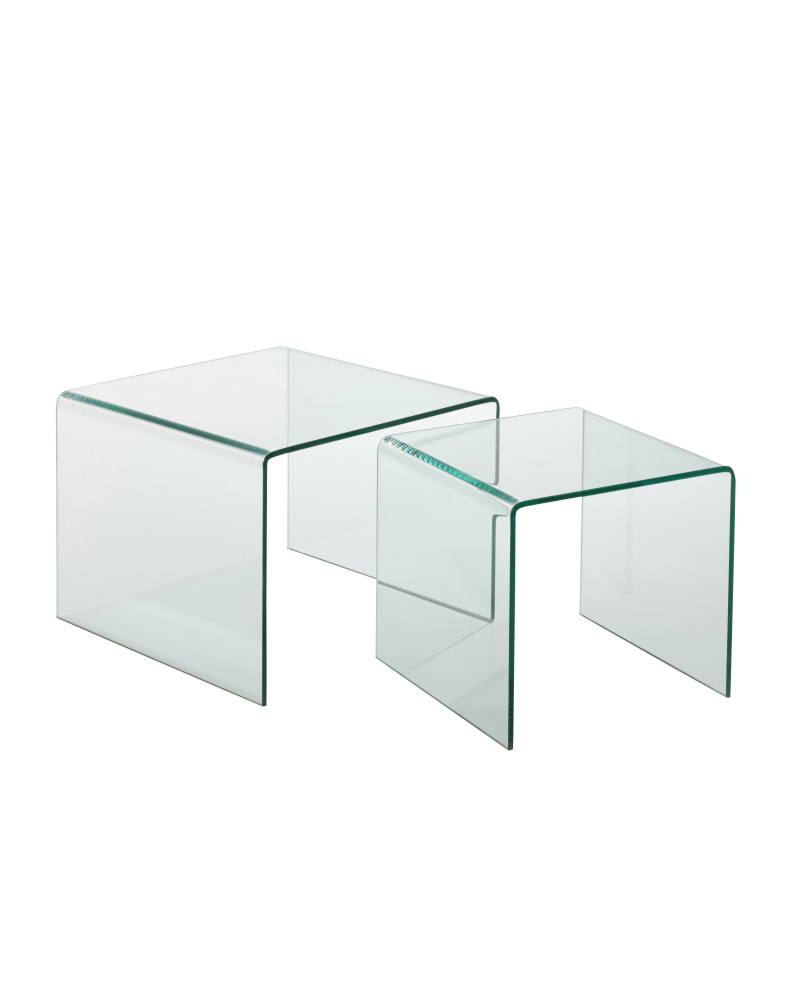 Set de 2 Tables Gigognes en Verre - Transparent