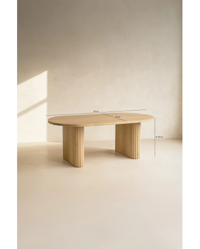 Table Basse Ovale Quito effet bois - Naturel