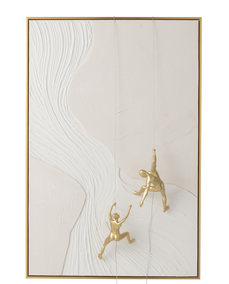 Tableau Men Hanging Rectangle en Acrylique - Blanc et Doré