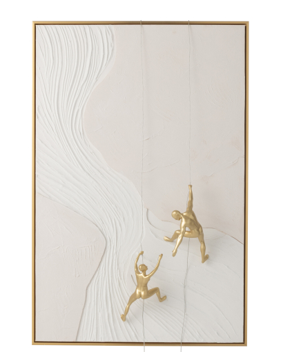 Tableau Men Hanging Rectangle en Acrylique - Blanc et Doré