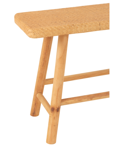 Banc Rectangle en Rotin et Bois De Sapin - Naturel
