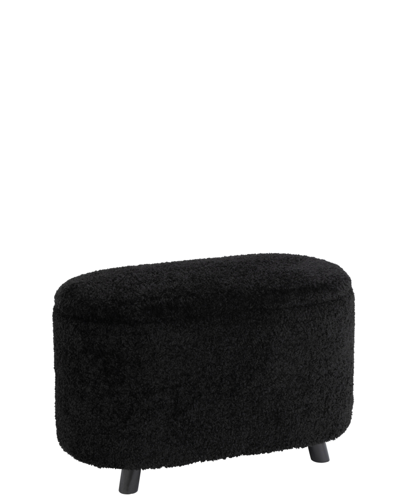 Tabouret Rangement Teddy Velours - Noir