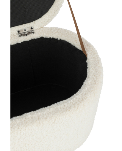 Tabouret Rangement Teddy Velours - Blanc