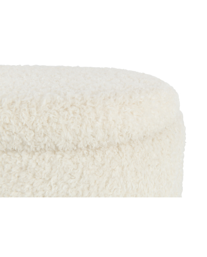 Tabouret Rangement Teddy Velours - Blanc