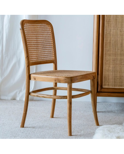 Chaise Clara en Bois de Teck et Cannage - Naturel
