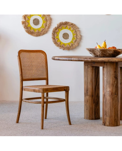 Chaise Clara en Bois de Teck et Cannage - Naturel