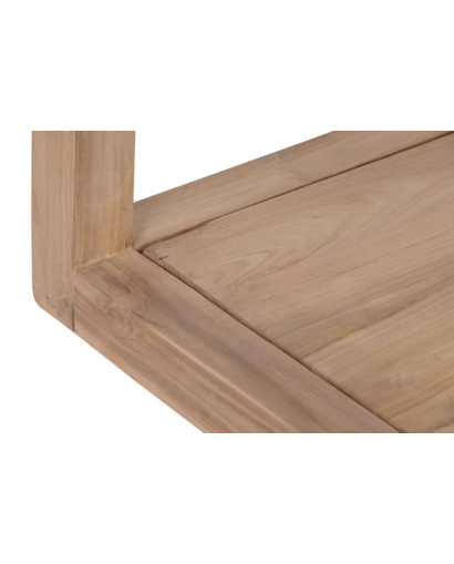 Table Basse African en Bois Recyclé et Marbre - Beige