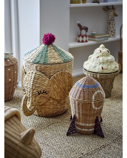 Panier Bloomingville Bobo avec couvercle - Naturel