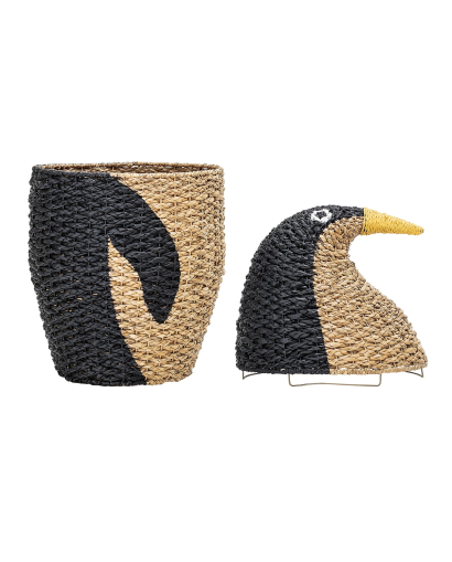 Panier Bloomingville Tazia avec couvercle - Naturel et Noir