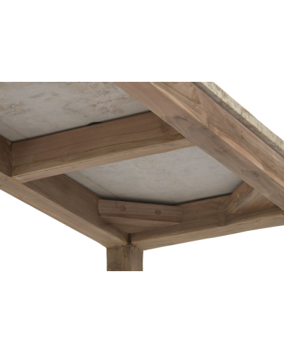 Console African en Bois Recyclé et Marbre - Beige