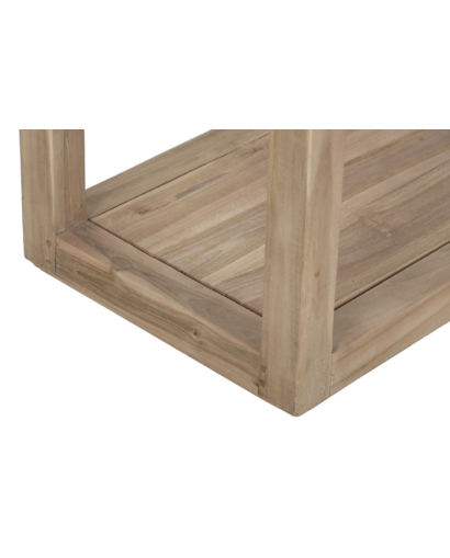 Console African en Bois Recyclé et Marbre - Beige