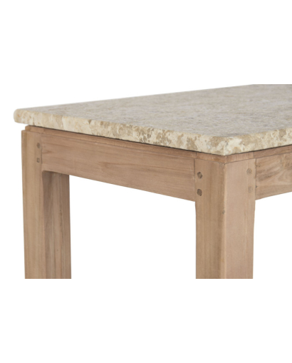Console African en Bois Recyclé et Marbre - Beige