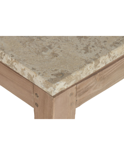 Console African en Bois Recyclé et Marbre - Beige