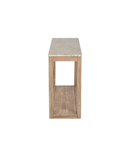 Console African en Bois Recyclé et Marbre - Beige